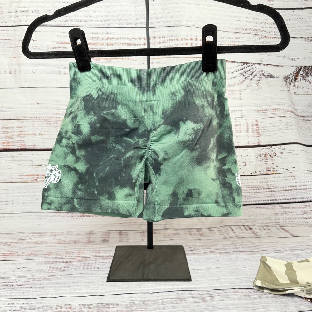 Darc Sport NWT Everson Katya Biker Shorts Ivy Green Marble Small